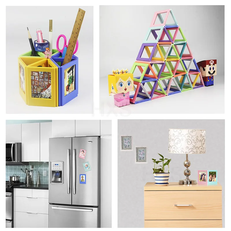 Magnet Photo Frames Fujifilm Instax Mini Film Colorful Double Sided Magnetic Fridge Picture Frame Children Artwork
