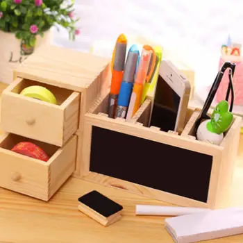 

Drawer Desktop Sundries Organizer Student Children Pencil Pen Holder Wooden pen holder for pencils Kawaii Tidy Desk Organizer Pe