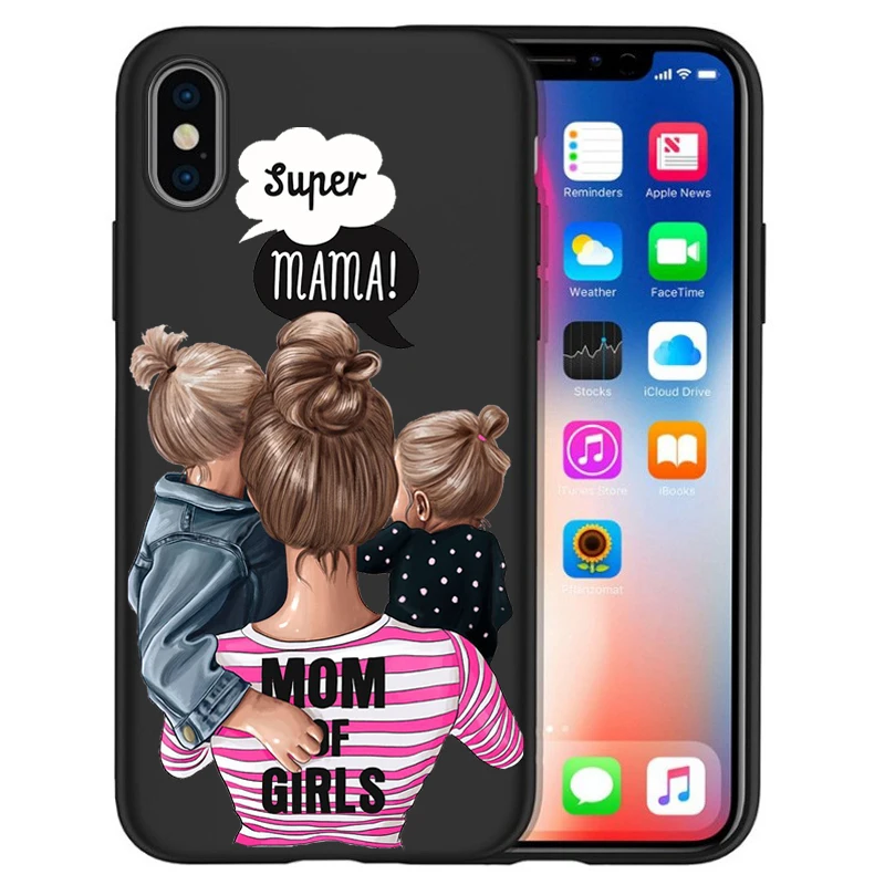 03 Модный чехол для телефона Super Mom baby girl для iPhone 11 Pro Max XS Max XR X 8 6S 7Plus 5s черный мягкий силиконовый чехол для телефона Etui - Цвет: 03