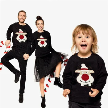 

Meihuida Christmas Family Mom Dad Kid Casual Soft Cotton Long Sleeve Matching Hoodies Pullover Sweatshirt Xmas Christmas Wear