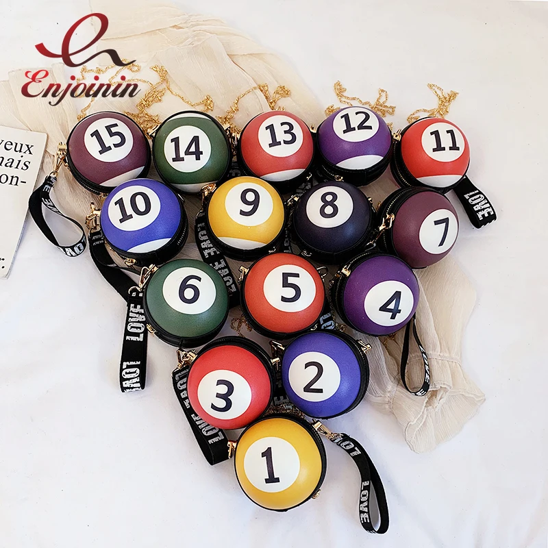 Новая круглая сумка на плечо для бильярда девушек кошельки и сумочки миниатюрная