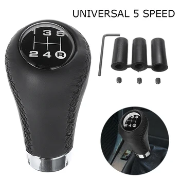 

Universal 5 Speed Black Stitche PU Leather Car Gear Shift Knob Head Manual Shifter Lever Stick with Screws Install Hex