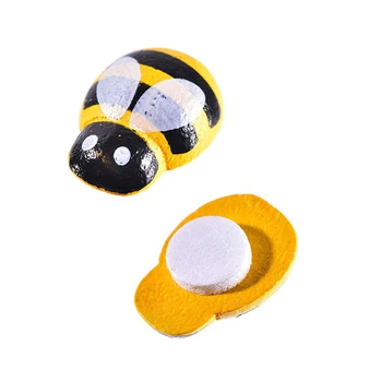 

100pcs Mini Wooden Bees with Adhesive Embellishments Painted Flatback Wood Bumble Bee for DIY Craft Decoration Scrapbooking