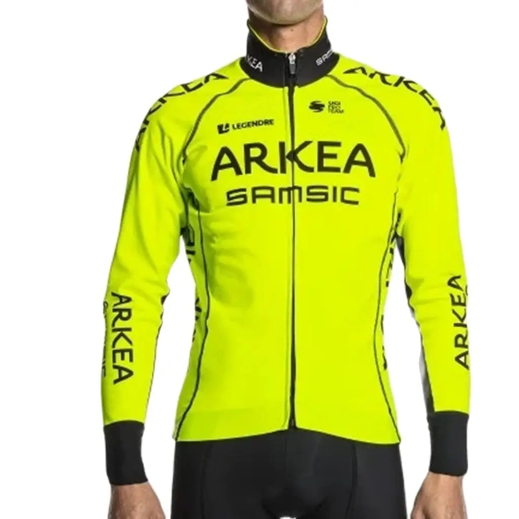 Winter Cycling Pro Team Arkea Samsic Fluorescent Color Jacket Thermal Fleece Bicycle Jersey Roupa Ciclismo Hombre Bike Apparel cycling jacket cycling clothes
