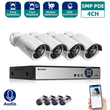 

AHCVBIVN H.265 4CH 5MP POE Security Camera System Kit Record IP Camera IR Outdoor Waterproof CCTV Video Surveillance NVR Set