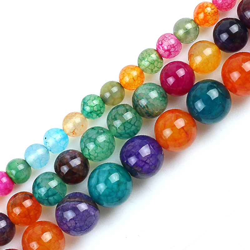 

Popcorn Rainbow Dragon Design Natural Stone 6/8/10MM glass Spacer Loose beads for Jewelry making bracelets DIY 15''