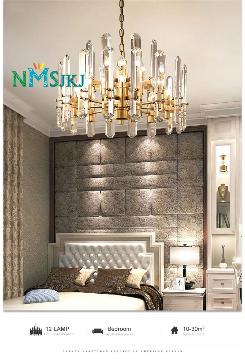 Modern Luxury Dining Room Decorated with Crystal Chandelier for Kitchen Bedroom