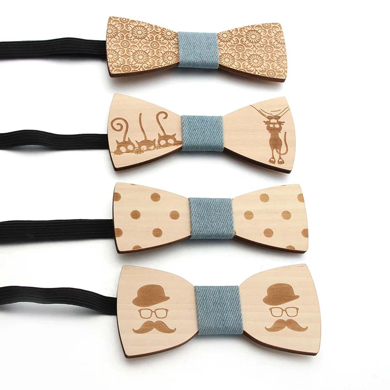 Bow Ties For Men Collar Flower Fashion Bowknot Wooden Tie Smooth Retro Neck Adjustable Strap Vintage Bowtie | Аксессуары для