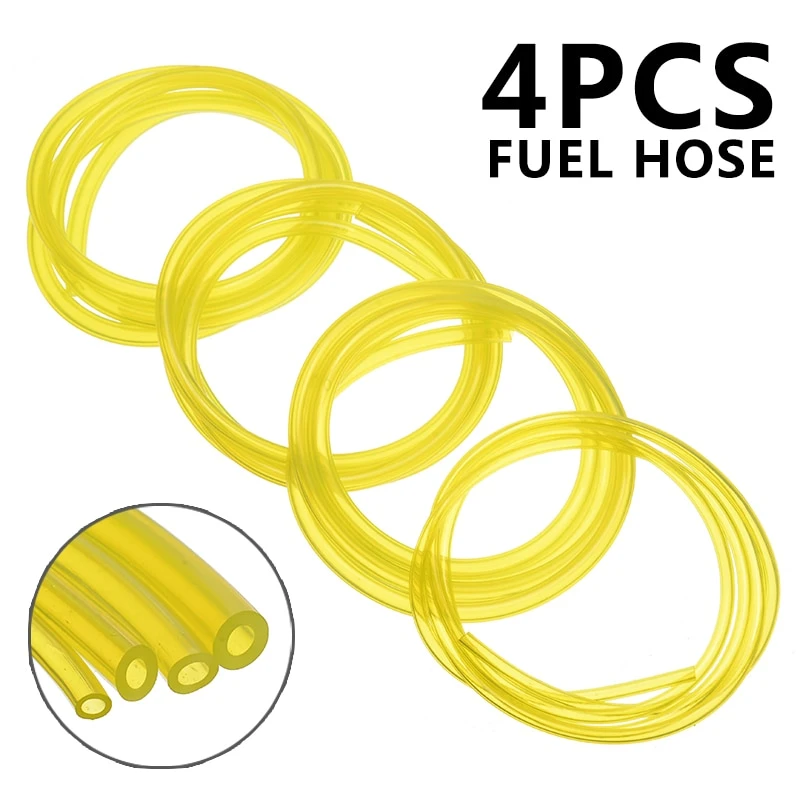 4pcs Yellow Pu Petrol Fuel Gas Line Hose 2mmx3.5mm/2.5x5mm/3x5mm/3x6mm