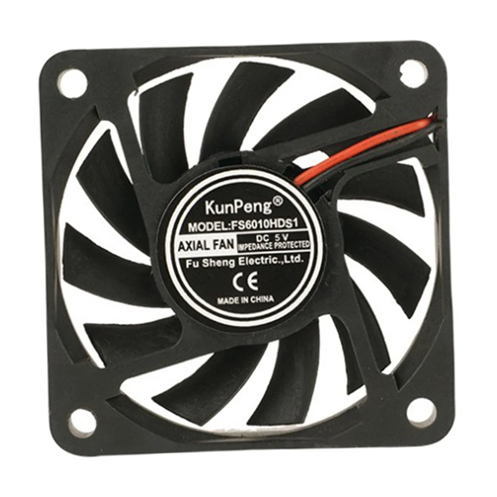 Black Cooling Fan 6010 5V 1.1W 6CM 60x60x10mm 2.4x2.4x0.4-inch, High Quality