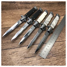 1" Итальянский AKC Stiletto Mafia тактический складной нож для выживания 440C зеркальное лезвие акриловая ручка Открытый охотничий нож EDC инструмент