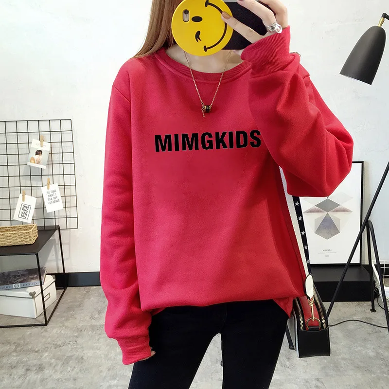

Letter Printing Round Neck Thick Autumn Women Sweatshirt Korean Version Of Harajuku Style Plus Size Pullover Women Tops