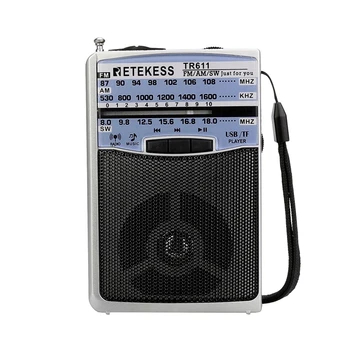

TR611 Portable FM AM SW 3Band Radio with Earphone Jack USB TF Player Support MP3 Format