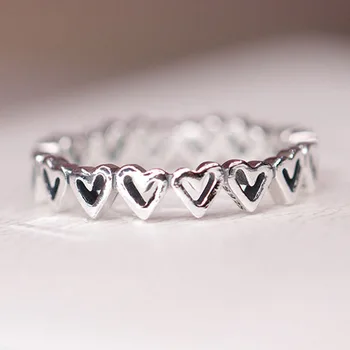 

Original Freehand Love Hearts Rings For Women 925 Sterling Silver Ring Wedding Party Gift Fine DIY Pandora Jewelry