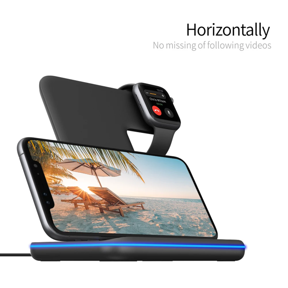Z5 Portable Wireless Mobile Phone Charging Dock Station 3 in 1 Wireless Charger Stand for Apple Watch iWatch Airpods Headphones