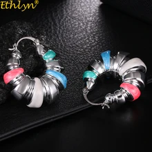 Ethlyn серьги-кольца для женщин, Классические нигерийские/африканские женские ювелирные аксессуары, необычные цветные этнические массивные серьги