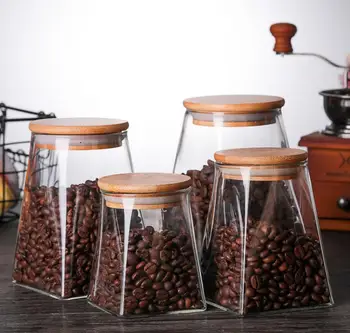 

Kitchen Storage Food Grains Sugar Organizer Spices Container Transparent Glass Sealed Storage Bottles Candy Glass Jars Tea Box