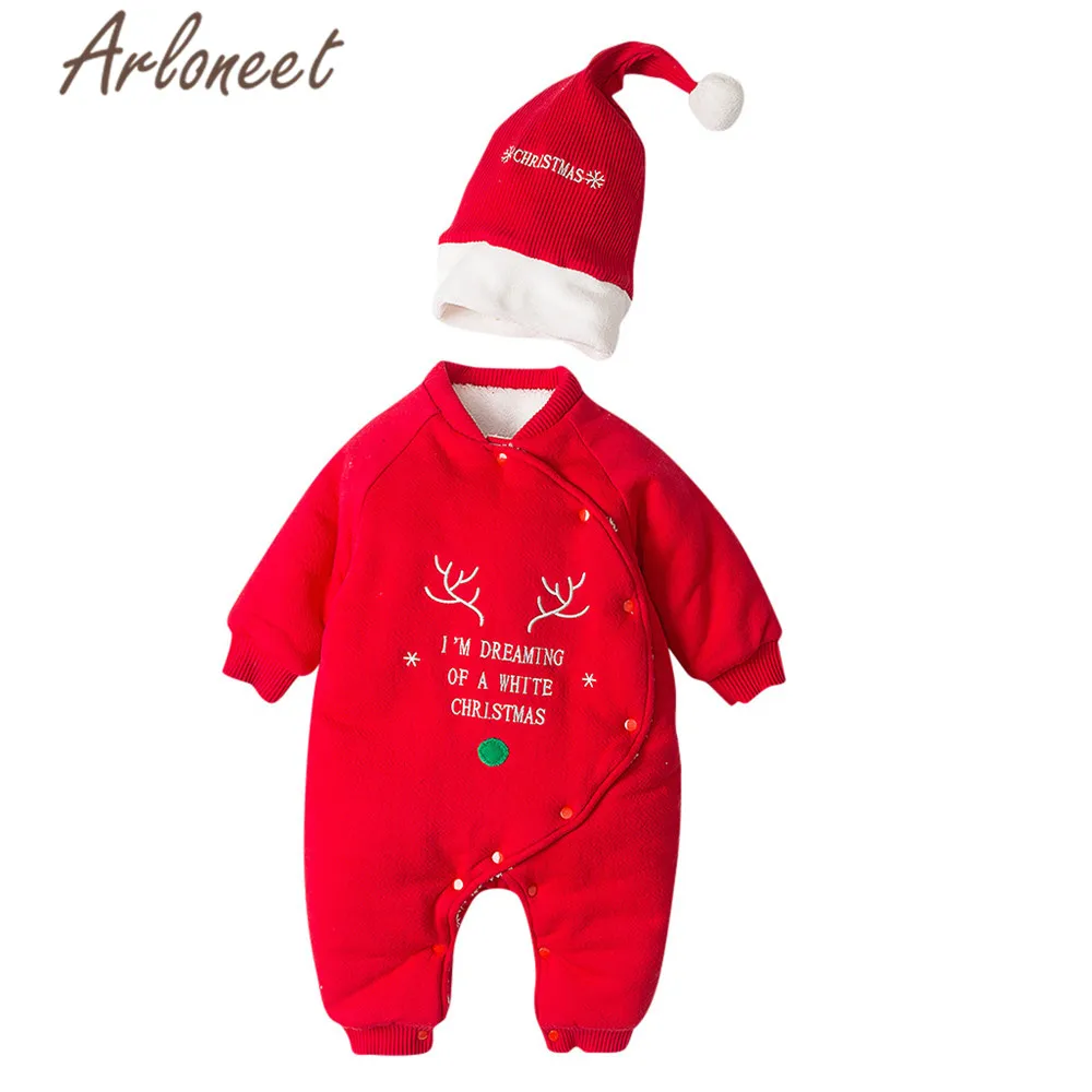 ARLONEET/пальто с героями мультфильмов; Рождественский Комбинезон для маленьких мальчиков; зимние шапки; 2 шт.; Комбинезоны для маленьких девочек; комбинезон; плотное пальто; Детский комбинезон; Bebe Menina