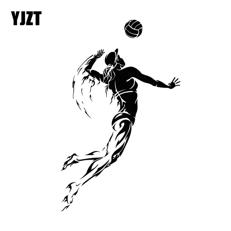 

YJZT 10.2CM*17CM Volleyball Player Sports Girl Woman Decor Vinyl Car Styling Stickers Black/Silver Interesting C31-0064