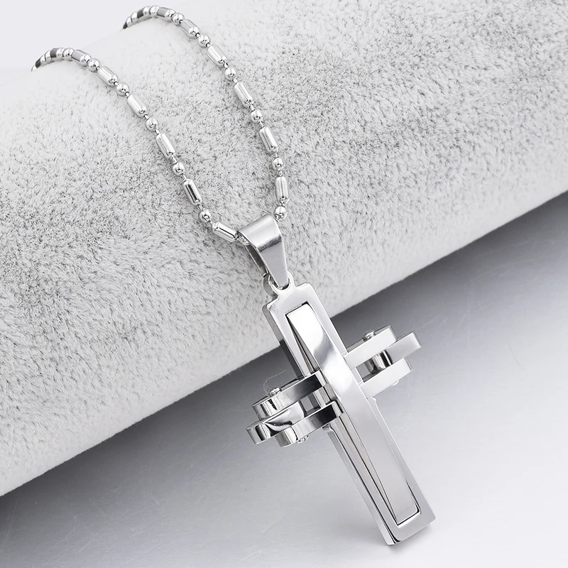 ATGO Black Cross 2019 New HOT SALE Fashion Jewelry Charm chain Women's/Men's Stainless steel Necklaces For Boys And Girls Lover 4