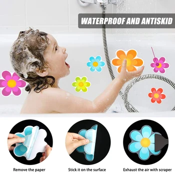 

Anti Slip Bathtub Stickers Colorful Flower Self-Adhesive Non Slip Bathtub Mat Bath Tub Stairs Bathroom Shower Accessories