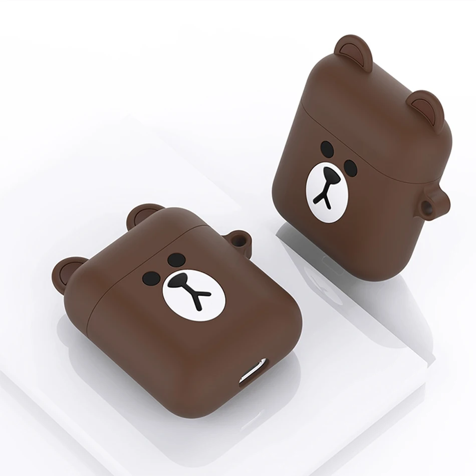 3D телефон кожухи головных телефонов для Airpods 2 чехол силиконовый медведь милый мультфильм чехол для Apple Air pods чехол для Earpods прекрасный ремешок - Цвет: 18I