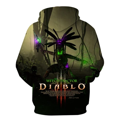 Последняя мужская повседневная одежда необычный принт игра Diablo 3D Толстовка мужская осень и зима фитнес тренировка мышцы Толстовка Большой размер пуловер с карманом верх: полиэстер