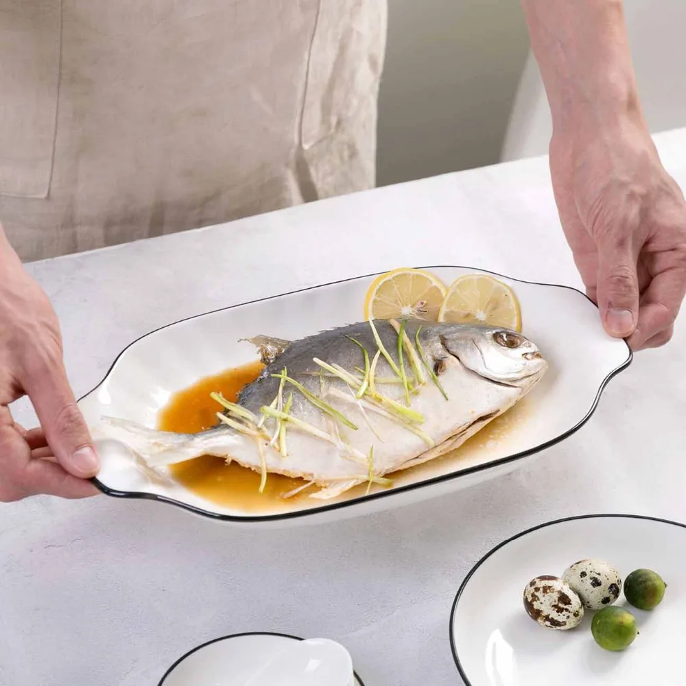 Большая тарелка для рыбы блюдо фруктовый стейк поднос креативный прямоугольник