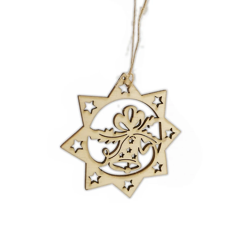 

10PCS Christmas Snowflakes&Angle Wooden Pendant Ornaments DIY Craft Xmas Tree Ornament Christmas Party Decorations Kids Gift
