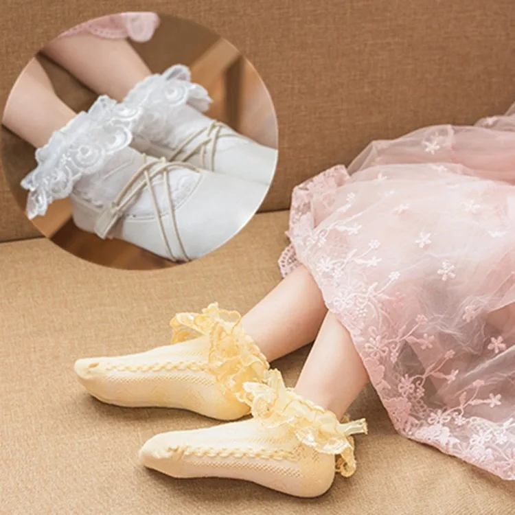 

New Style Double Layer Lace Girls Short Socks CHILDREN'S Socks Spring And Autumn Thin White Lace Princess BABY'S Socks