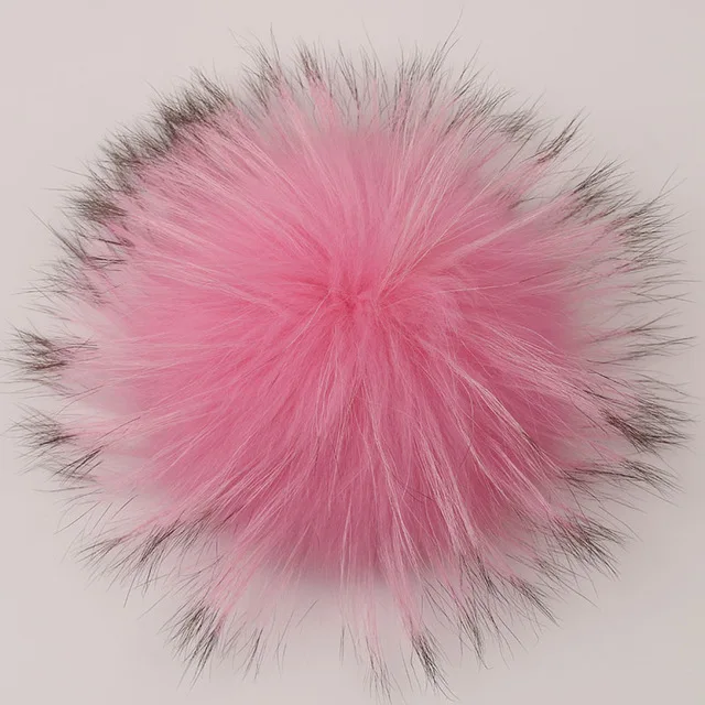 DANKEYISI большой настоящий помпон из лисьего меха меховые шарики Меховые помпоны для шапок шапка натуральный помпон из меха енота для шарфов перчатки 14-15 см - Цвет: pink