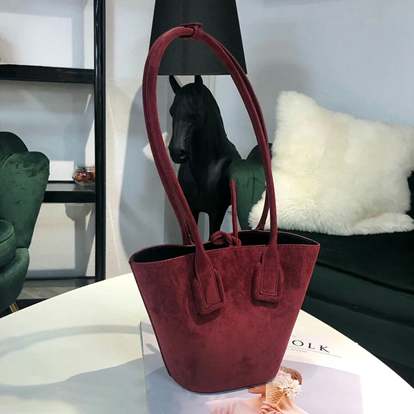 wine red Ретро искусственная Замшевая сумка через плечо женские новые корейские сумки-мешки и сумки женские брендовые дизайнерские модные сумки женские роскошные - Цвет: wine red