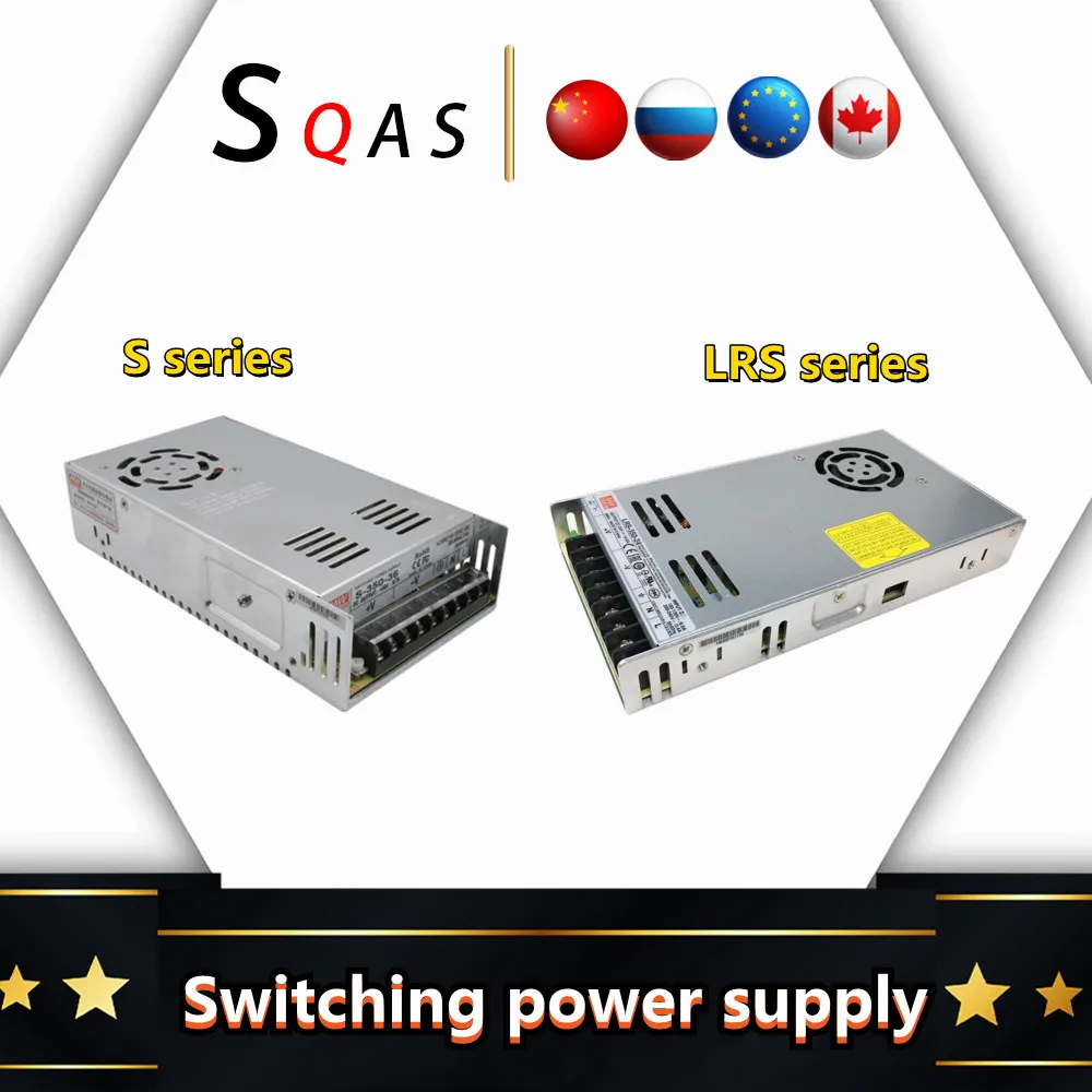 Fonte de Alimentação de Comutação para Cnc ue Armazém S350w 400w 500w 600w Lrs-350w Entrada 100240v Saída 24v 36v 48v 60v