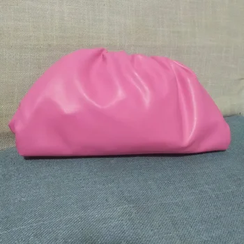 

Brand 2020 Women PU Leather Brown Cloud Bags High Quality Day Clutches bag Pink