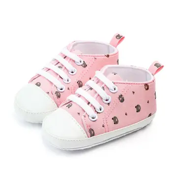 

2019 Baby First Walkers Newborn Infant Baby Boy Girl Bear Printed Pram Shoes Soft Prewalker Anti-crip Sneaker Canvas Shoes 0-18M