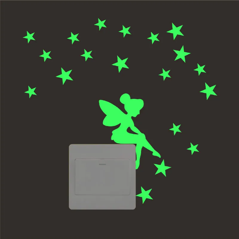 Vorname D/écoration lumineuse mignon interrupteur sticker mural autocollant nuit fluorescentes f/ée /étoile Pour d/écoration Maison Enfants Chambre