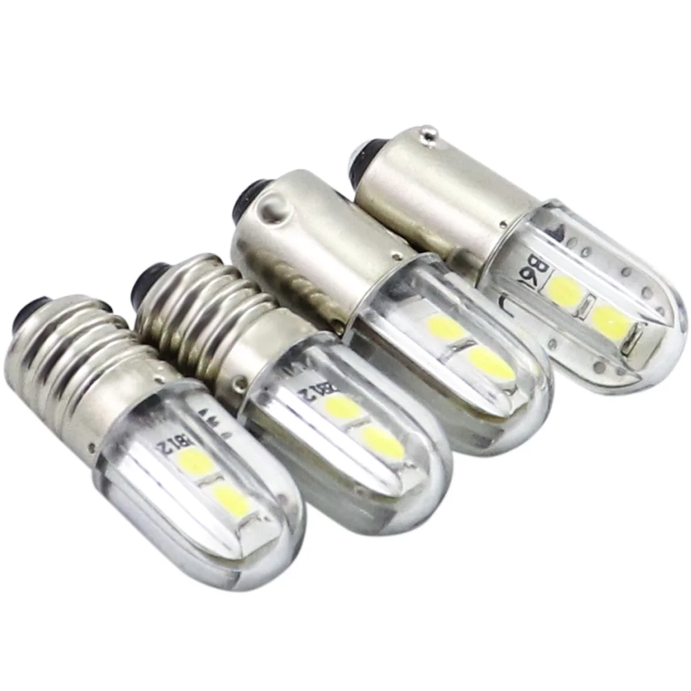 MIDCARS E10 BA9S Led Bulb t4W Indicator Light 6.3V 12V 24V 48V 60V 120V  230V 1W 2835 4SMD Wholesale pack of 4