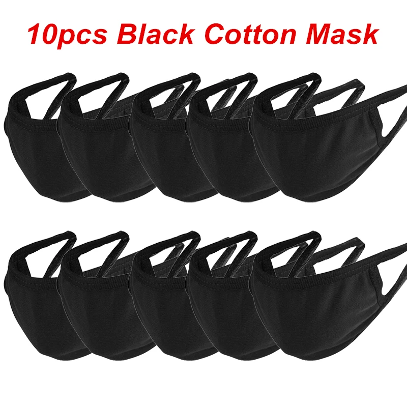 

10PCS Black Cotton Mouth Mask Anti Dust PM2.5 Pollution Nose Protect Unisex Sponge Face Mouth Mask White Reusable Masks Safety