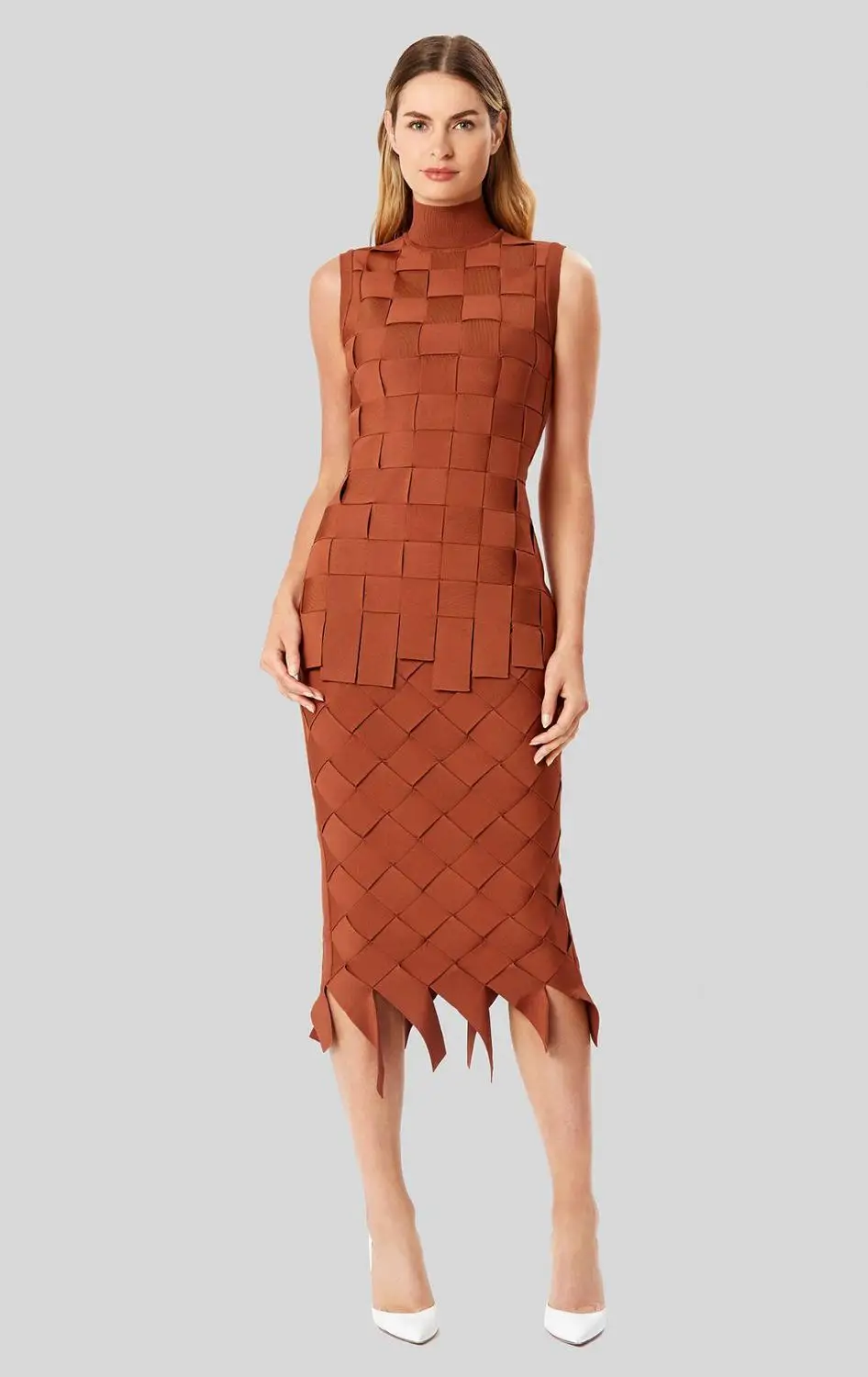 High Quality Brown Sleeveless Weaving Two Pieces