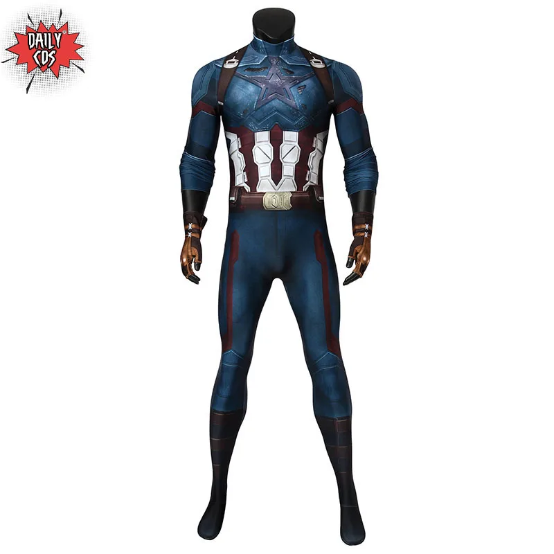 

Avengers 3 Infinity War Captain America Steve Rogers Zentai Cosplay Costumes Bodysuit Spandex Jumpsuit Adult Men Outfit