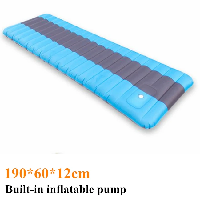 190x60x12cm Встроенный надувной насос Матрас Подушка для палатки Air Camping Mats открытый 2 человека пляжный коврик для пикника домашний отдых мягкий влагостойкий - Цвет: 190x60x12cm