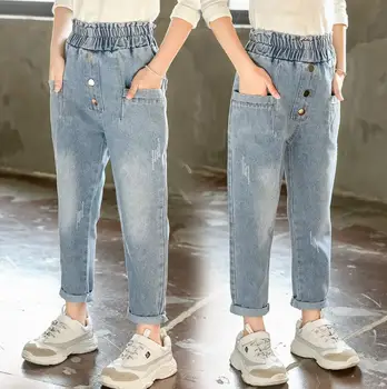 

Girl high-waisted jeans 2020 spring and autumn Korean version western style loose-fitting girl pants
