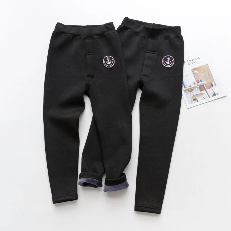 Зимние Стильные теплые штаны для мальчиков детские брюки с начесом одежда в Корейском стиле теплые штаны для мальчиков