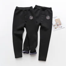 Зимние Стильные теплые штаны для мальчиков детские брюки с начесом одежда в Корейском стиле теплые штаны для мальчиков