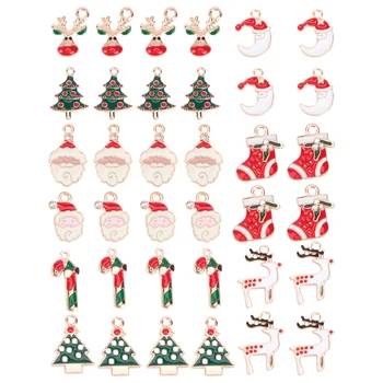 

36 Pcs Christmas Theme Bracelet Necklace Alloy Hanging Pendant DIY Accessories