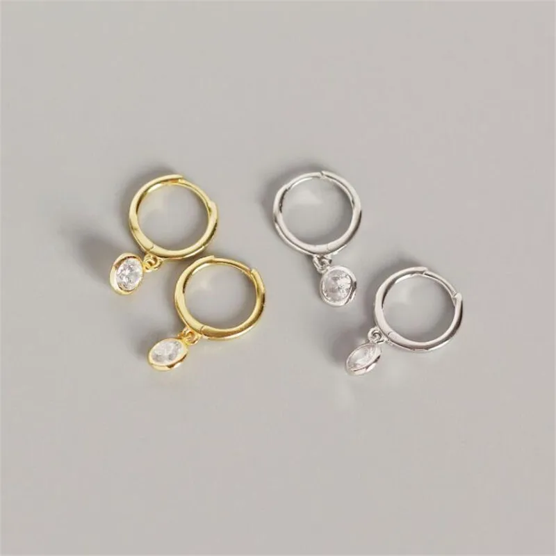 

Authentic 925 Sterling Silver Small Round CZ Pendant Stud Earrings for Women