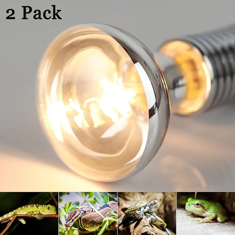 75 Вт 2 Pack Basking Spot тепловая лампа 110 В мягкое свечение UVA стеклянная крышка для