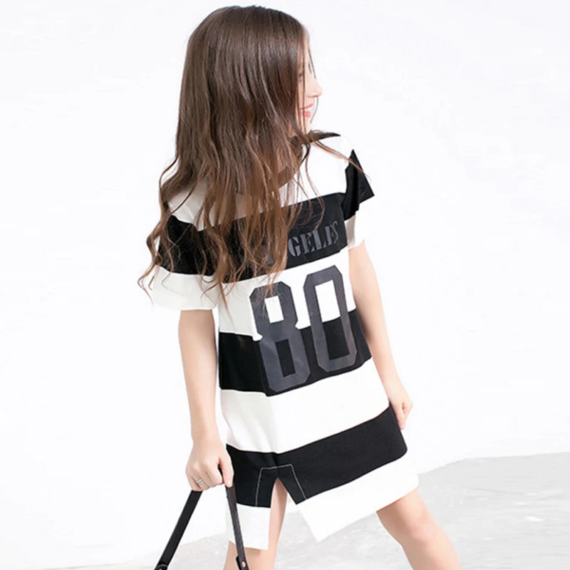 2019 г. Летнее платье футболка с надписью для девочек повседневные Детские платья