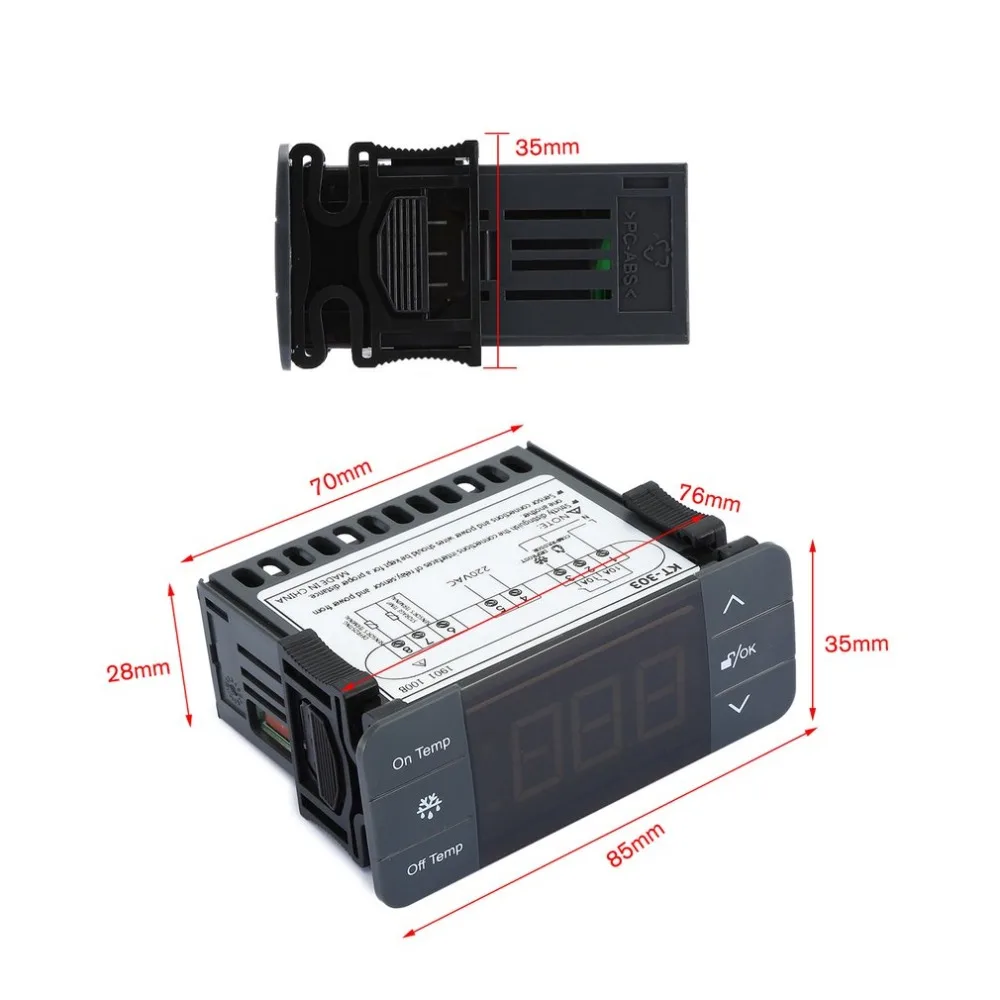KT-303, цифровой регулятор температуры, терморегулятор, термостат, термопара, датчик с функцией холодильного размораживания