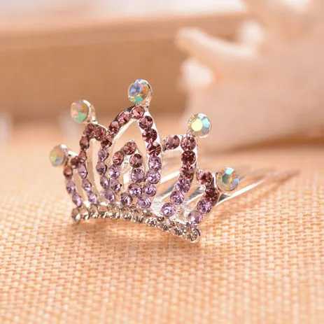 Colorful Rhinestone Small Crown Tiara for Girls Fashion Flower Girls Party Hair Tiara Hair Accessories